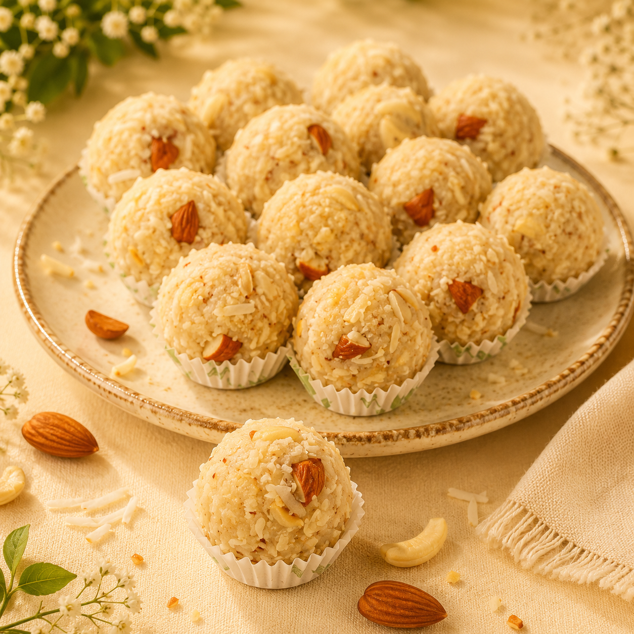 Freshly prepared traditional Laddoo